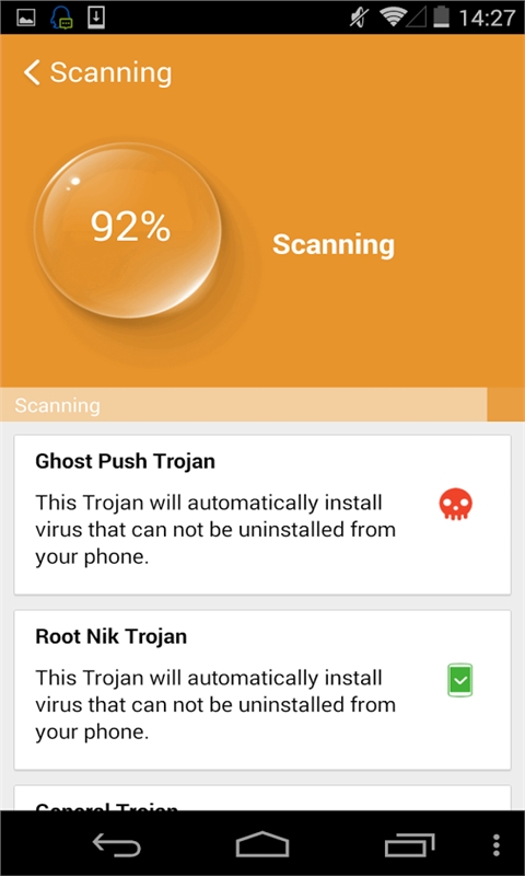 顽固木马专杀v1.0.3Android版（顽固木马专杀是一款由猎豹开发的功能超级强悍的清楚顽固木马的杀毒软件，它可以让ROM系统级木马毫无遁形）