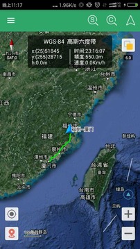 步行者坐标导航（显示高斯平面坐标）
