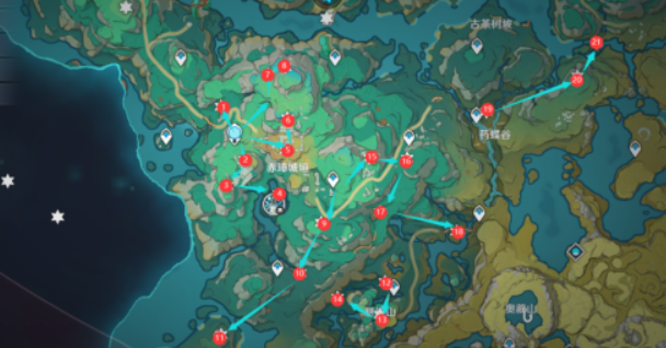 原神苍灵鲤采集路线图2